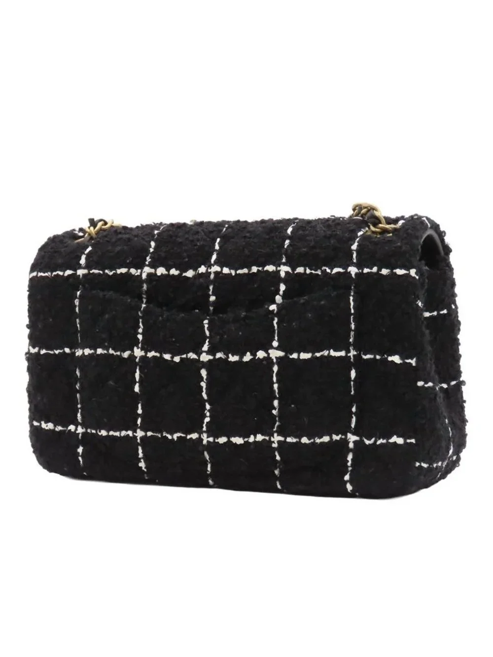 Chanel Chain Shoulder Bag Quilted 20 Coco Ball Black Gold Tweed Leather